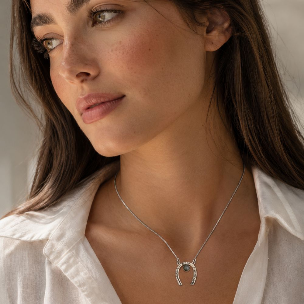Horseshoe Protection Necklace with Chrysoberyl Stone