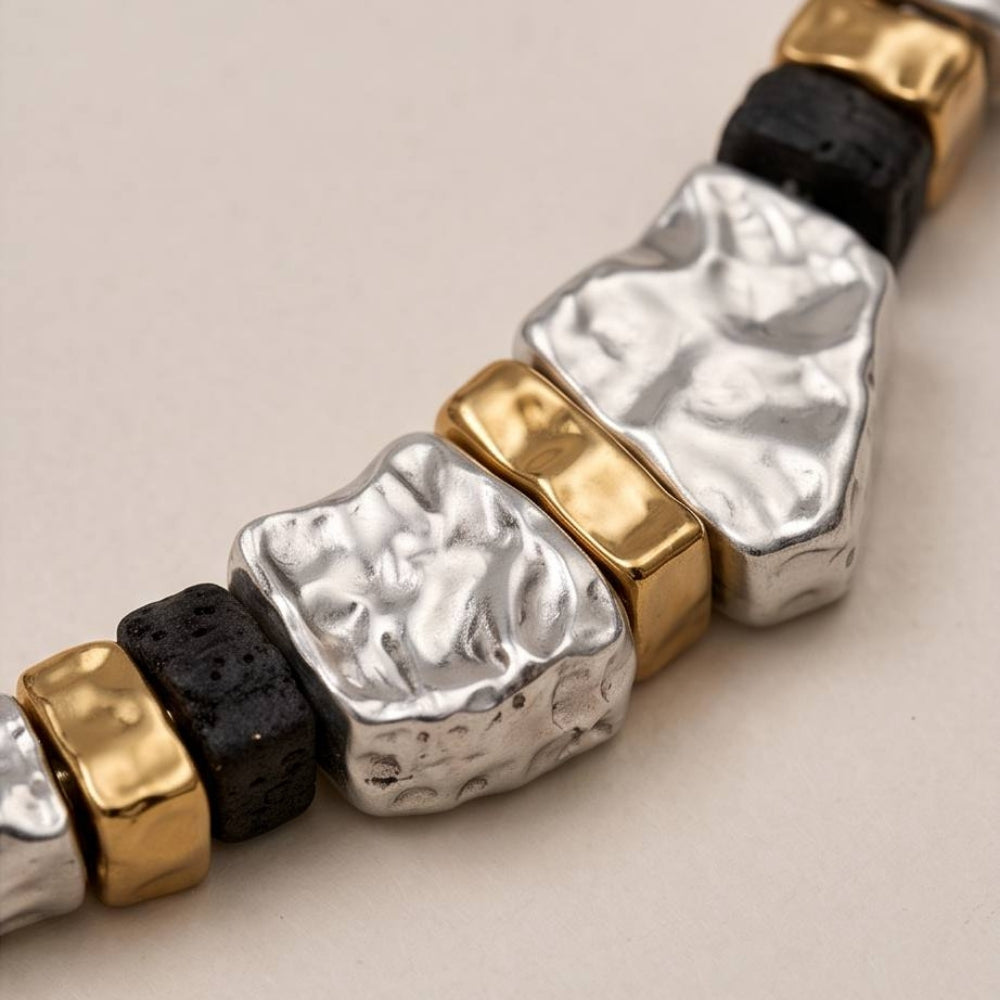 Lightweight Mixed Metal Silver & Gold Plated Statement Necklace