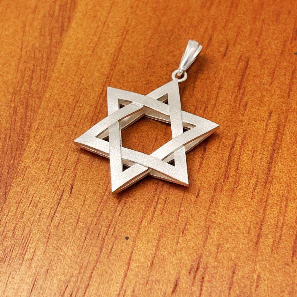 Sterling Silver 3D Star of David Pendant Magen David Charm