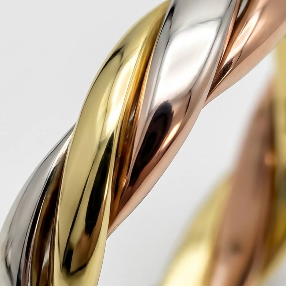 14K Tri-Color Gold Twisted Wedding Ring Braided Band