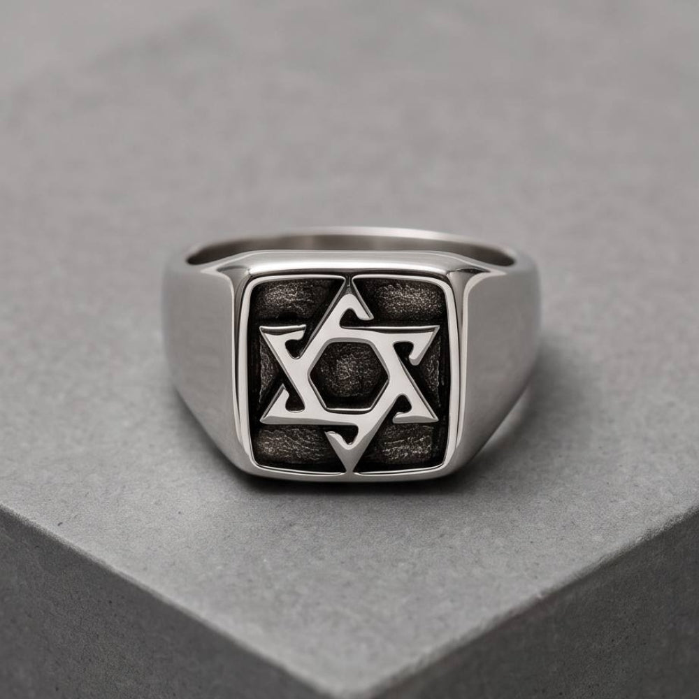 Sterling Silver Star of David Oxidized Ring