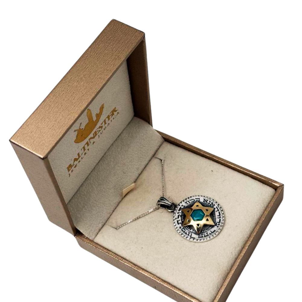 Ana Bekoach Turquoise Pendant Necklace in 925 Sterling Silver & 9K Gold