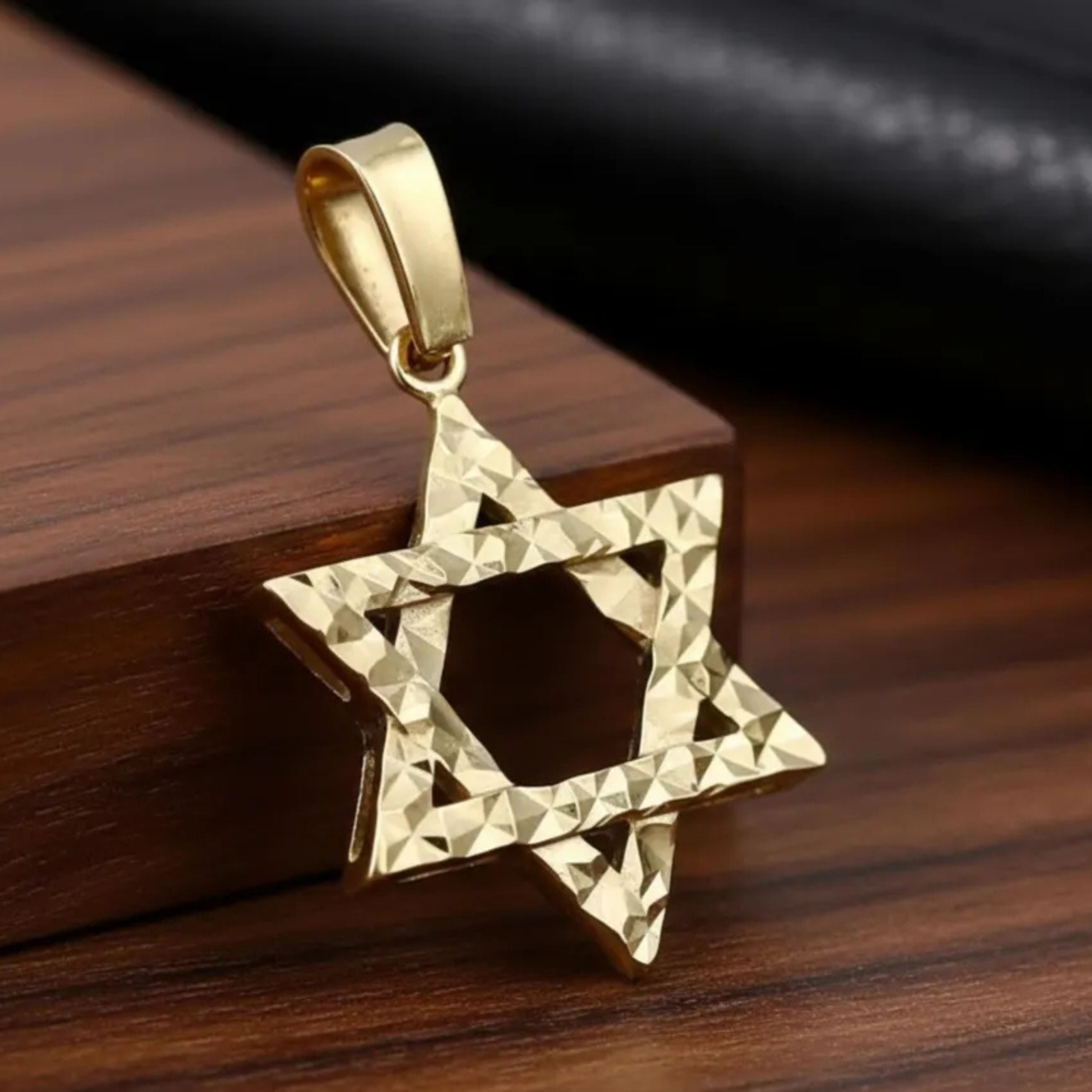Diamond Cut Star of David Pendant in 14K Gold