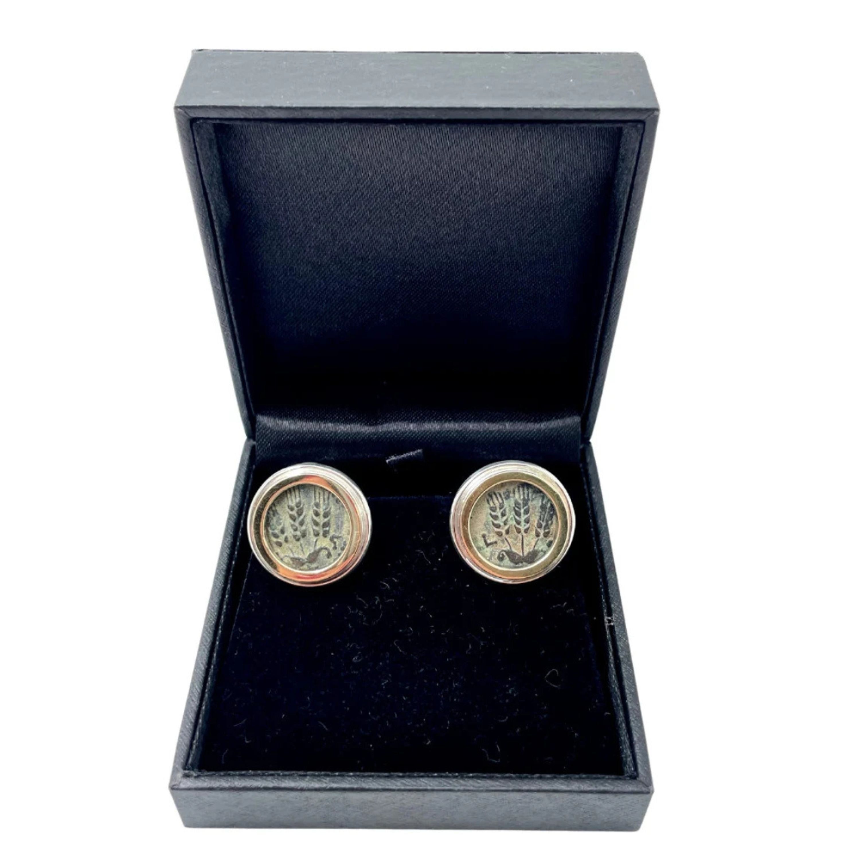 Silver and 14k Gold Round King Agrippa Coin Cufflinks