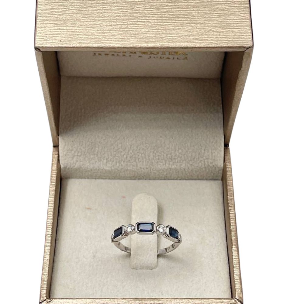14K White Gold Sapphire & Diamond Ring