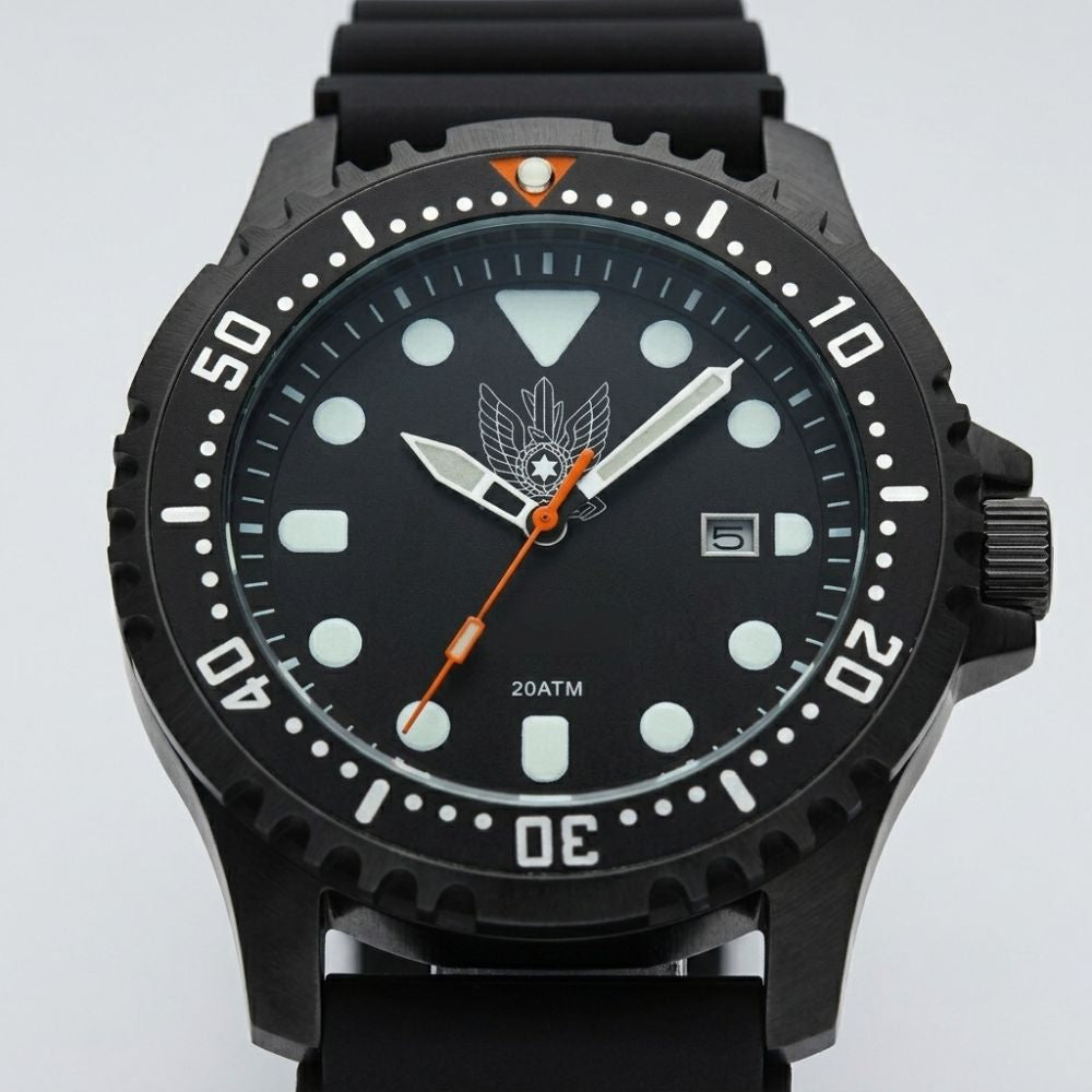 Soldiers Watch with Air Force Emblem 44mm Military Quartz 200M Waterproof