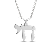 Diamond Chai Necklace for Men  Sterling Silver Jewish Life Pendant