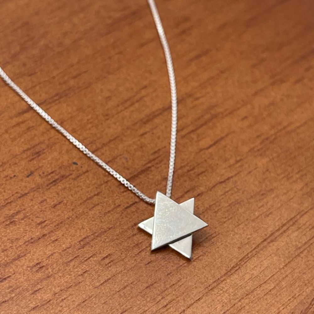 Star of David Necklace in Sterling Silver Movable Triangle