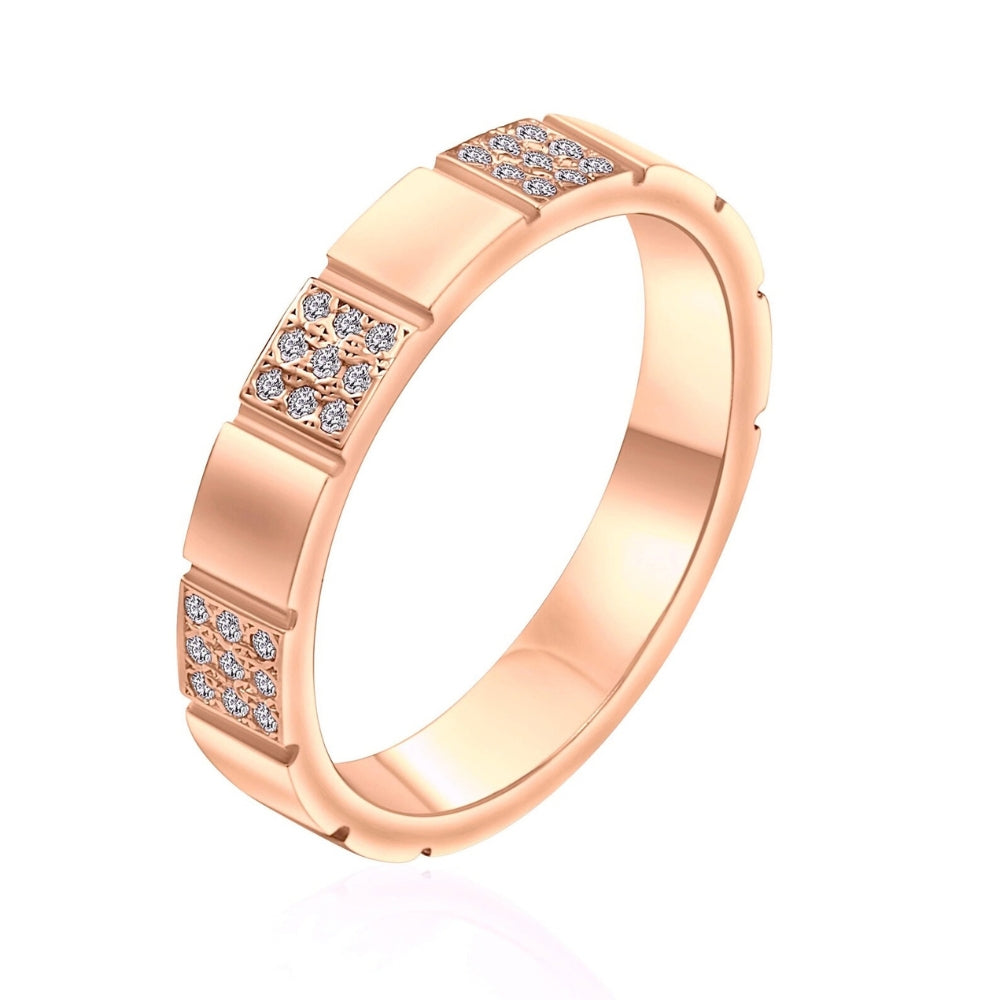 14K Gold Geometric Cube Diamond Wedding Band