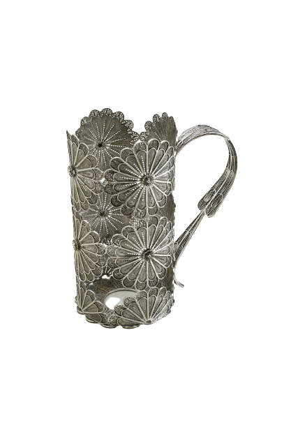 Silver Bottle Holder with Filigree Work
