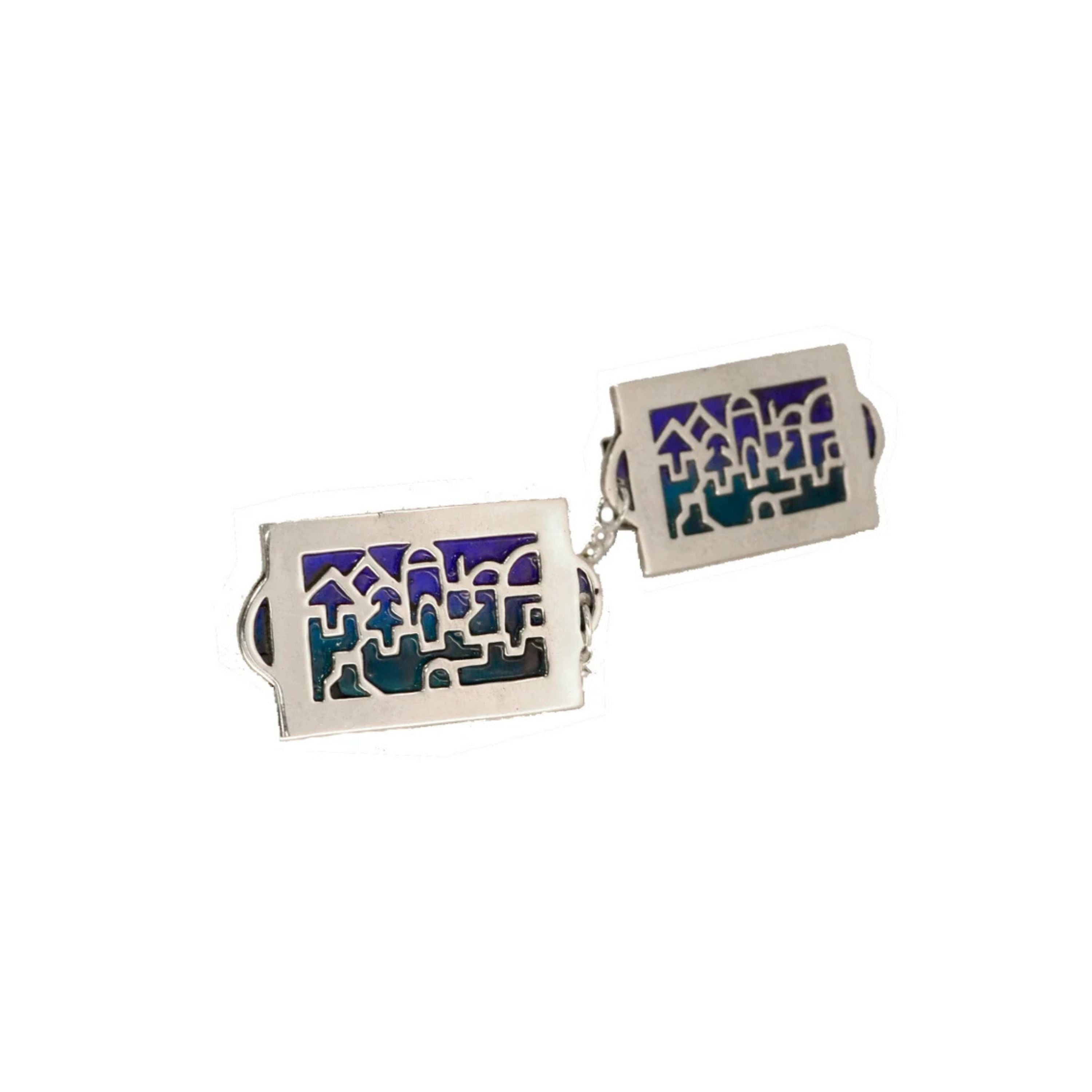 Colored Enamel Jerusalem Silver Tallit Clips