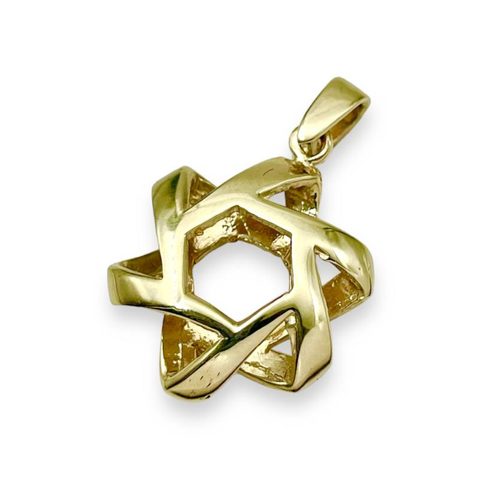 Pinwheel Star of David Pendant in 14k Gold