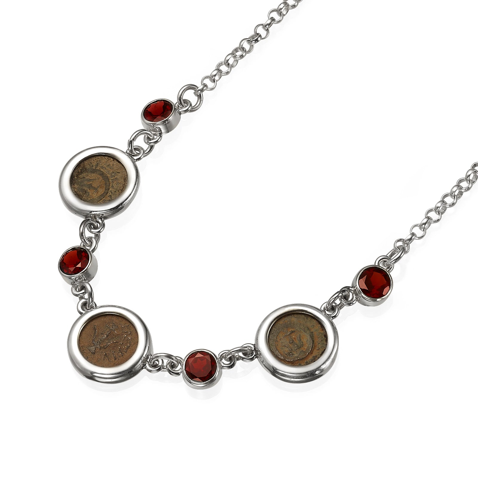 Roman Maccabean Coin Garnet Necklace