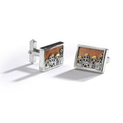 Jerusalem Skyline Cufflinks in Silver and Gold with Jerusalem Stone