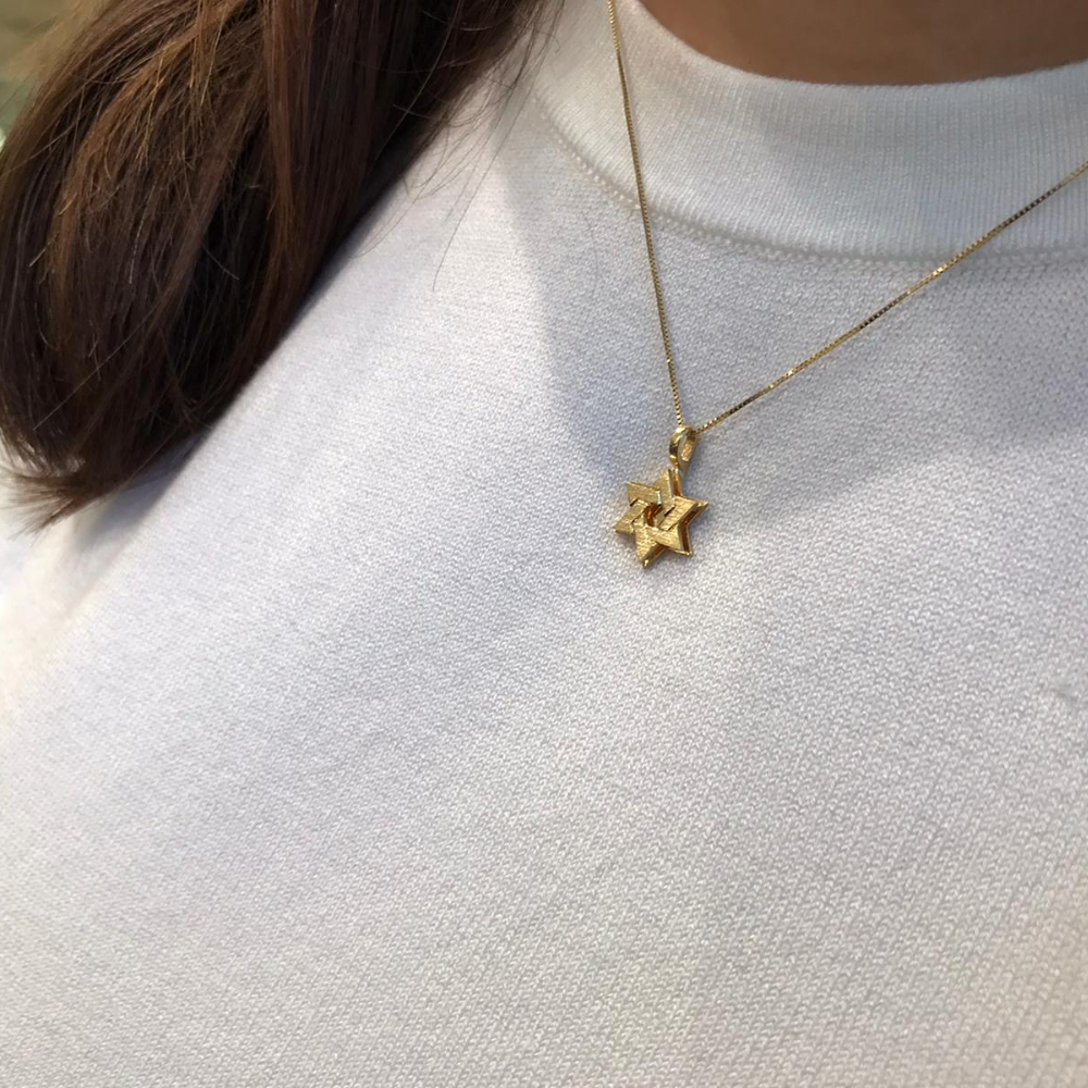 Star of David Pendant -18k Gold Dual Layered