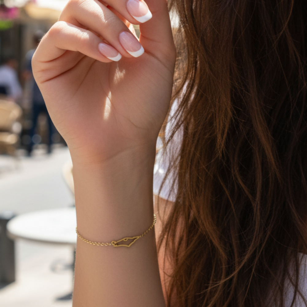 Map of Israel Chain Bracelet in 14K Gold