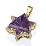 Diamond Amethyst Star of David Pendant
