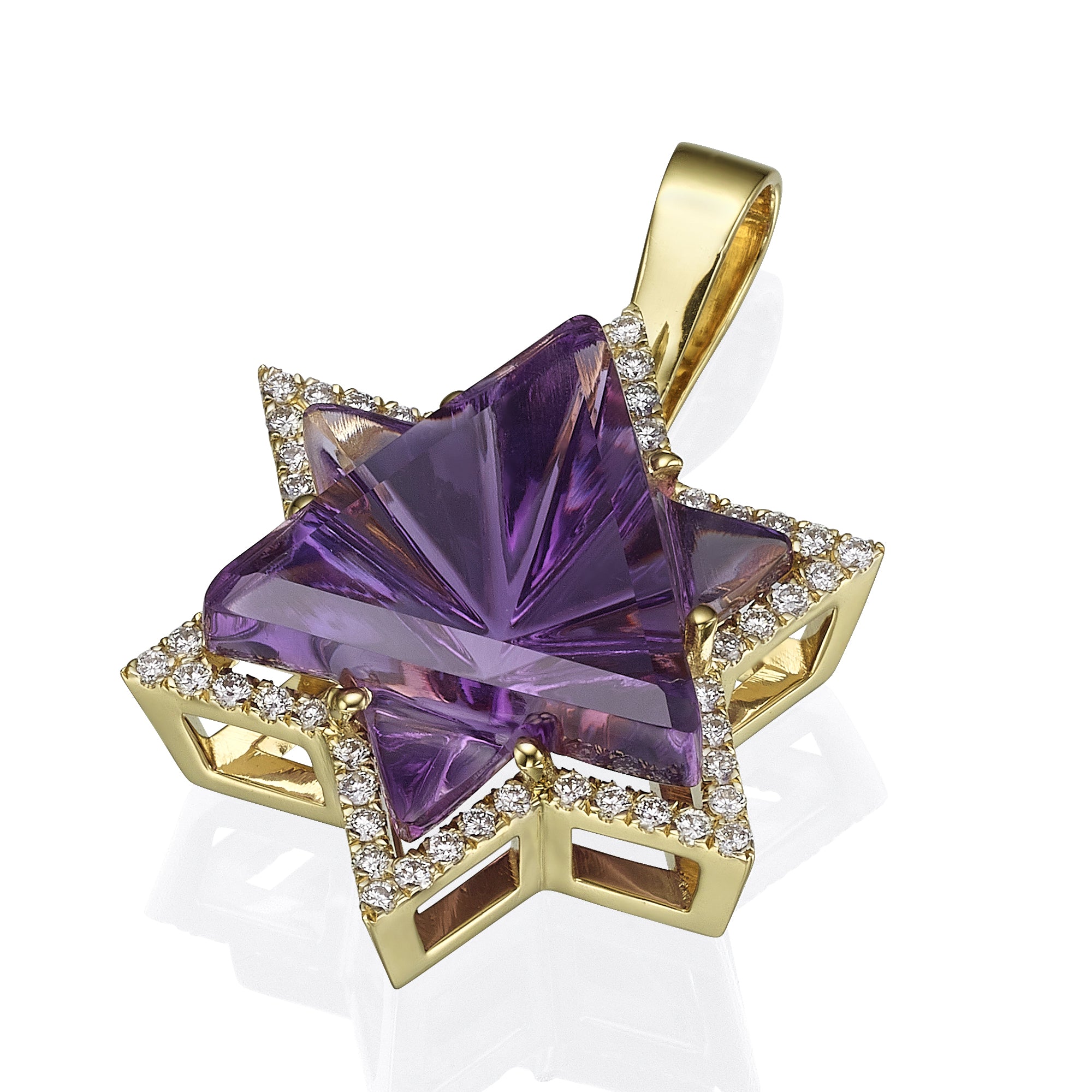 Diamond Amethyst Star of David Pendant