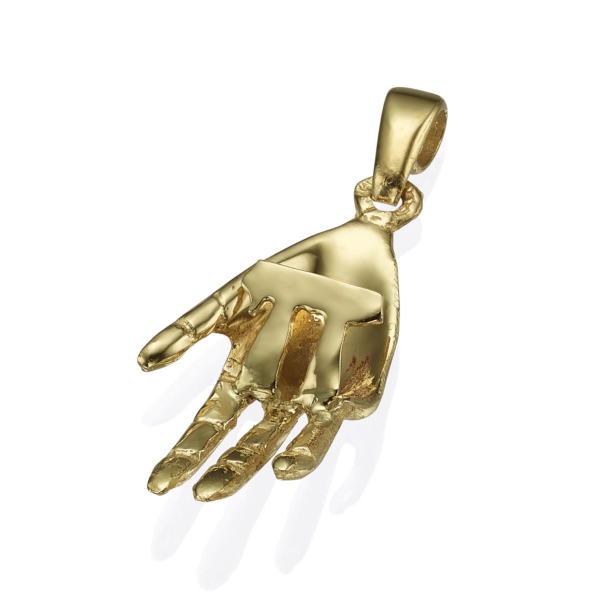 3D Hamsa Chai Pendant in 14k Gold