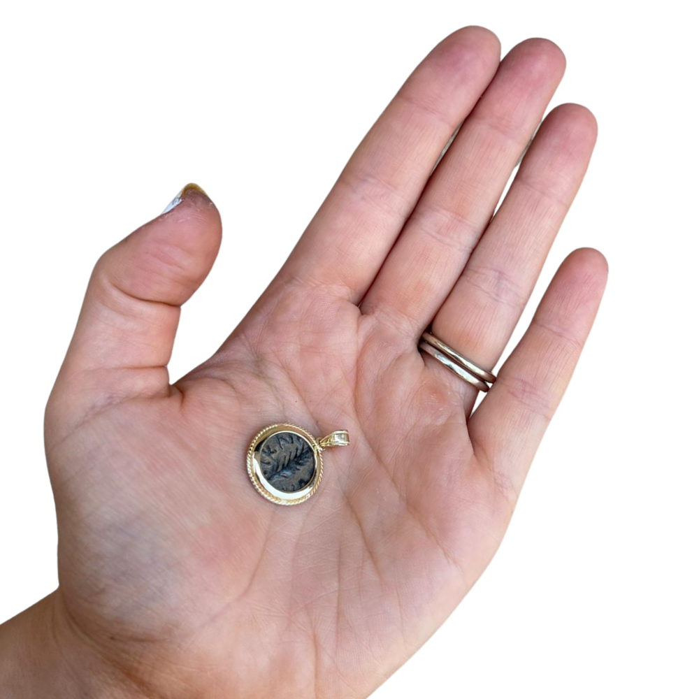 14K Gold Pruta Coin (Roman Procurators Coin) Pendant