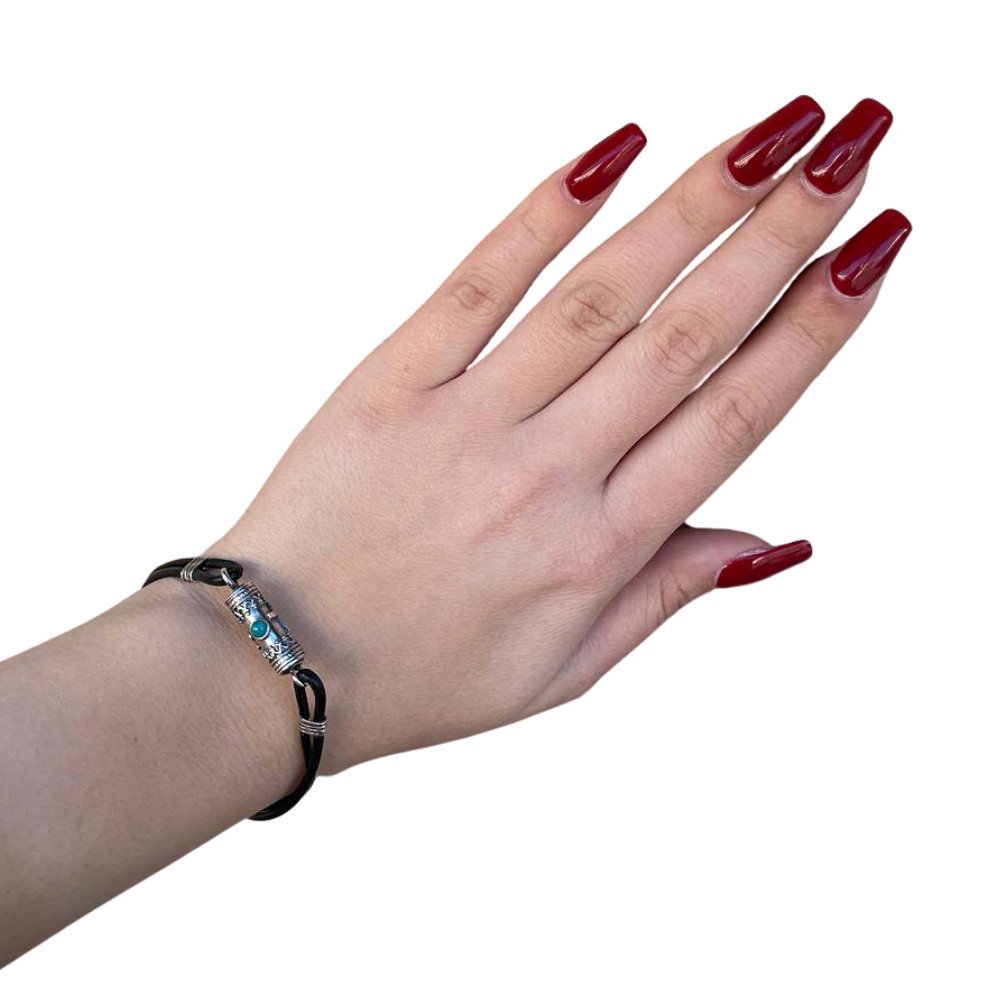 Kabbalah Silver Bracelet with Turquoise Hebrew Book of Psalms