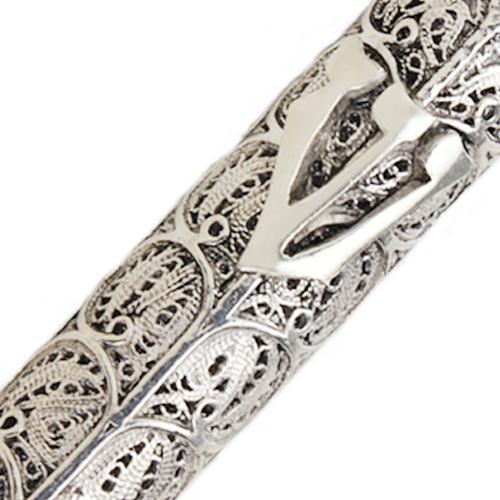 Sterling Silver Filigree Round Mezuzah