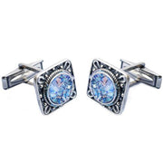 Silver Square Filigree Roman Glass Cufflinks