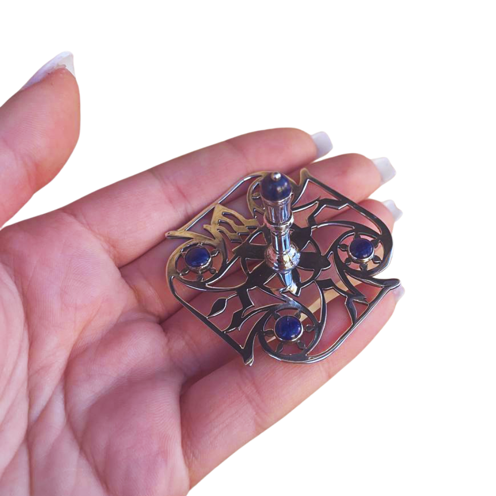 Contemporary Sterling Silver Gemstone Dreidel