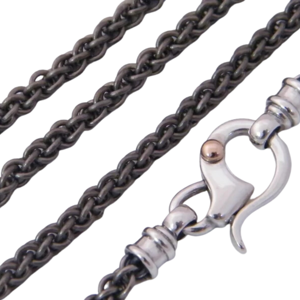 Titanium Chain Necklace With Silver Clasp and Gold Dot