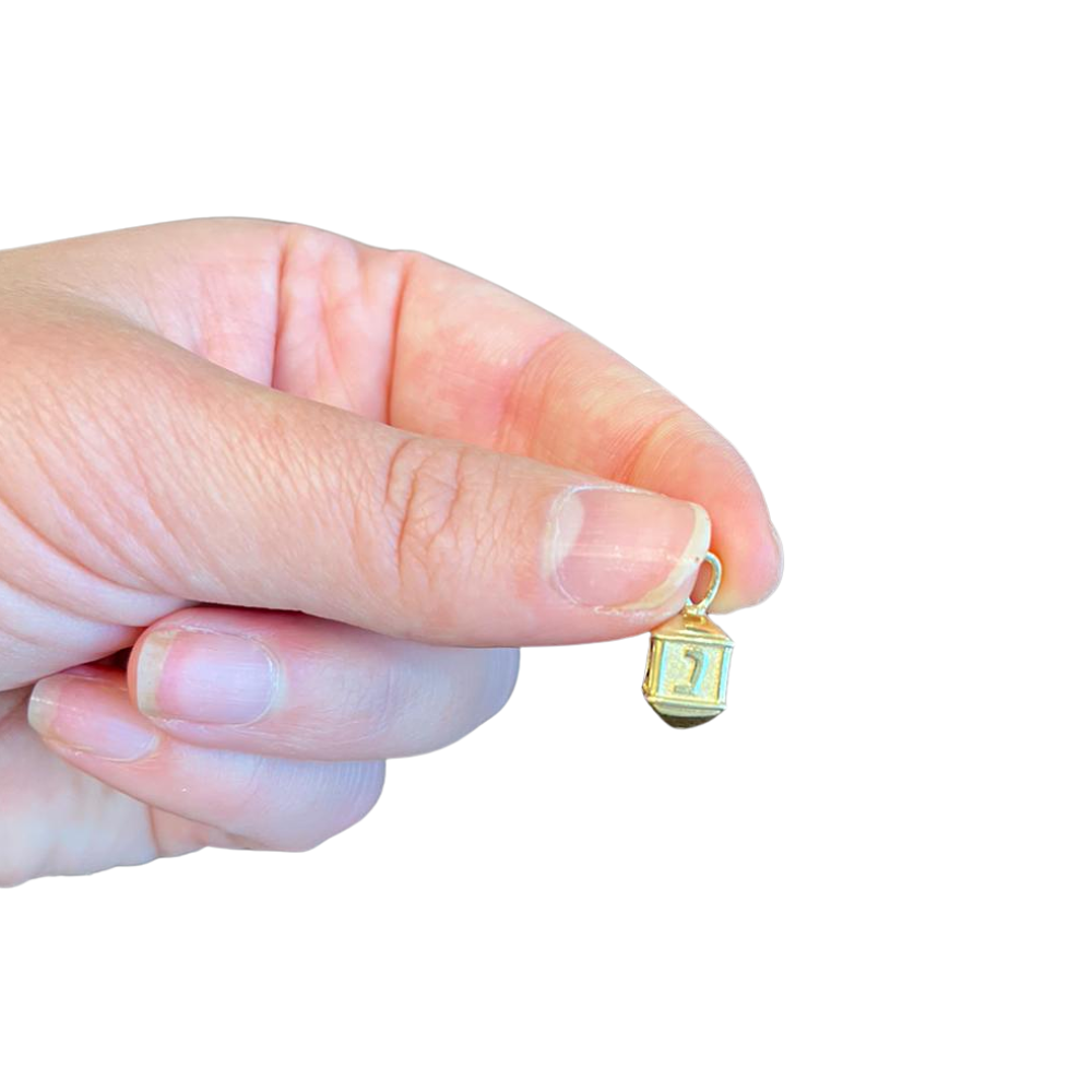 14k Gold Two Tone Hanukkah Dreidel Charm Pendant