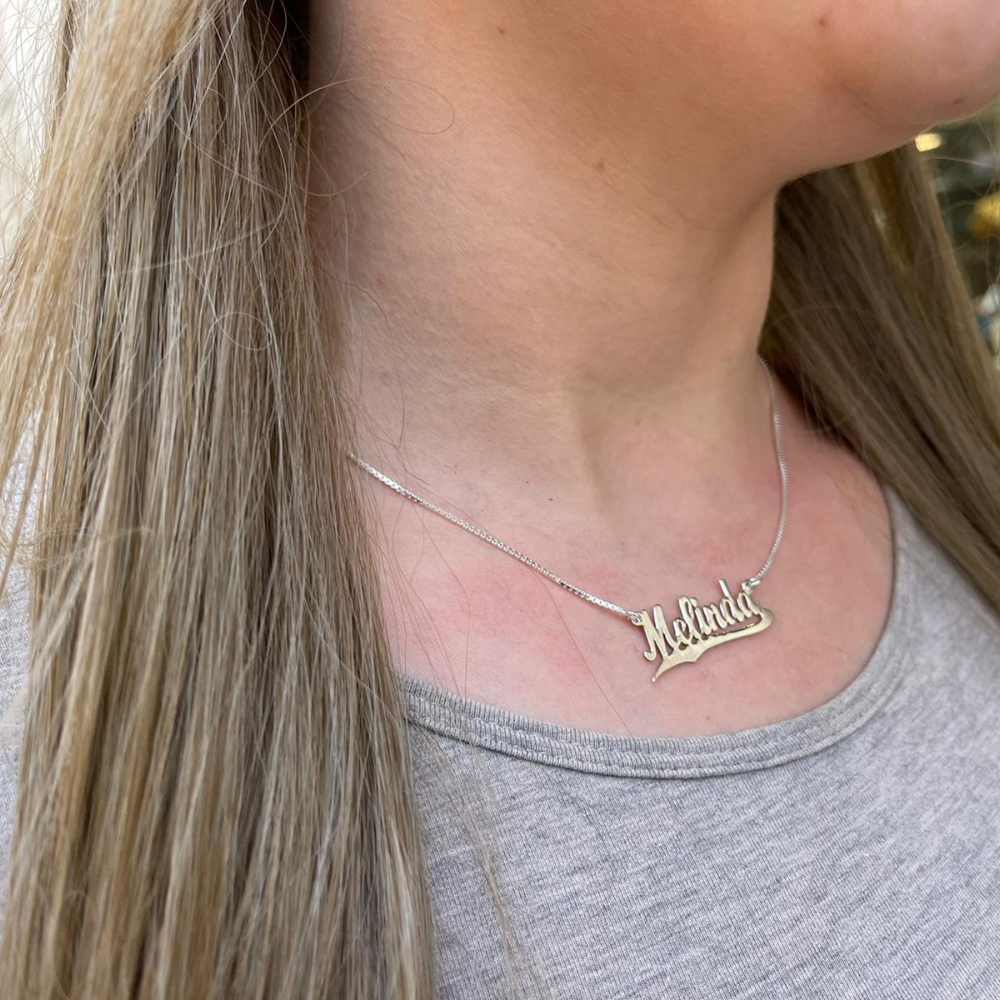 Silver Eternity Hebrew Script Name Necklace