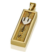 14k Gold Filigree Square Mezuzah Pendant