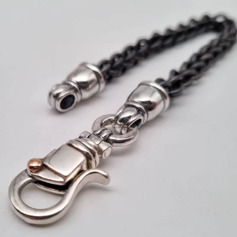 Blue Titanium Bracelet With Silver Clasp