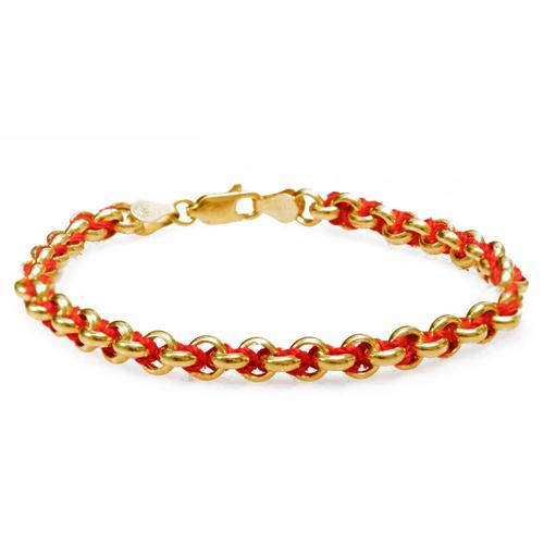 Kabbalah Protection Bracelet with Red String in 14k Gold
