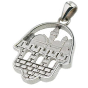 14K Gold 3D Jerusalem Hamsa Pendant