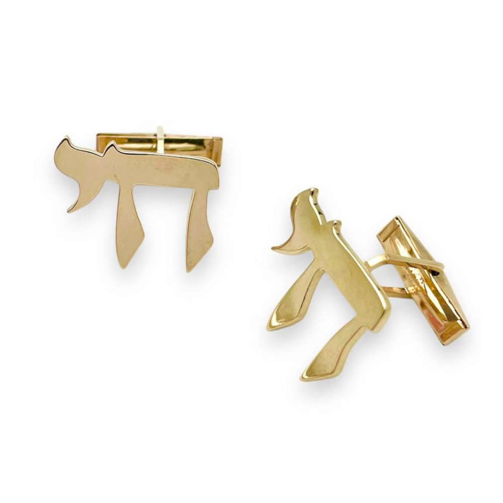 Chai Cufflinks in 14k Gold