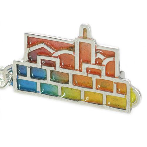 Enamel Multicolored Jerusalem Skyline Silver Tallit Clips