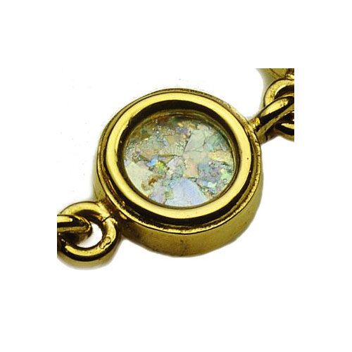 14k Gold Circles Roman Glass Bracelet