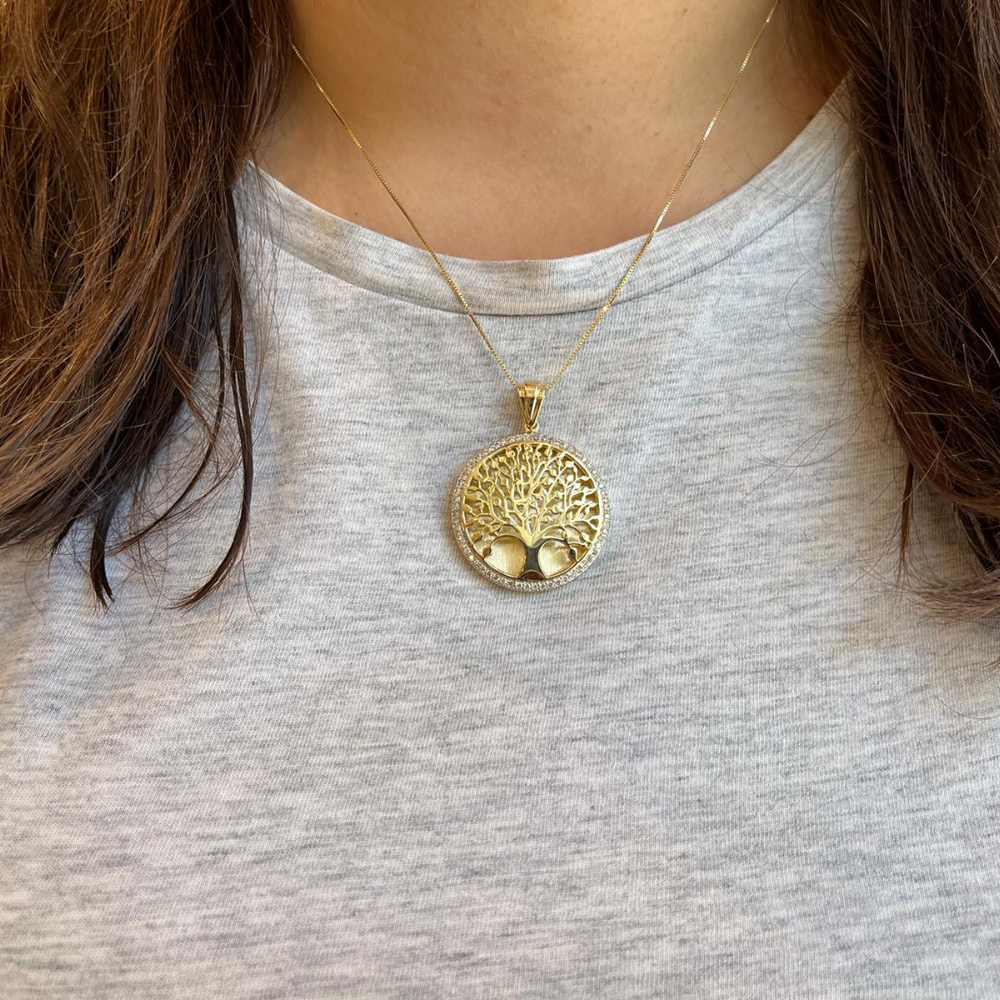 14K Gold and Diamond Tree of Life Pendant
