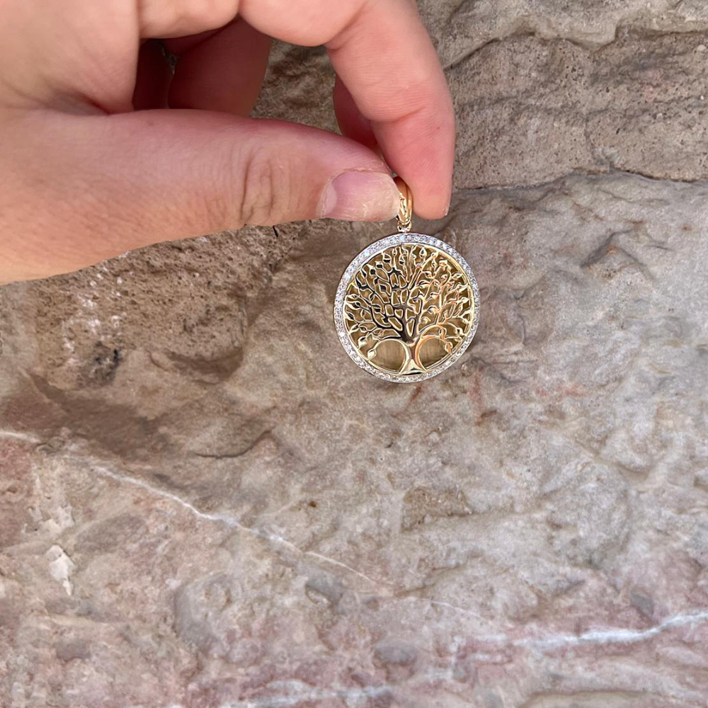 14K Gold and Diamond Tree of Life Pendant