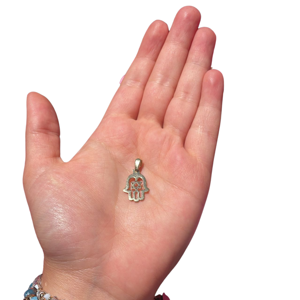 Star of David Hamsa Pendant in 14K Gold
