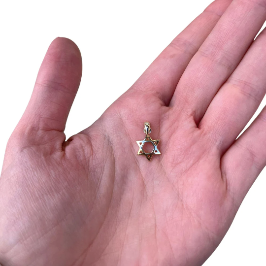 14K Gold Curved 3D Star of David Pendant