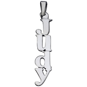 Vertical Silver English Block Letters Name Pendant