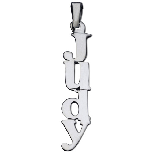 Vertical Silver English Block Letters Name Pendant