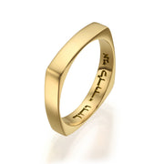 14K Gold Square Wedding Band - Slim