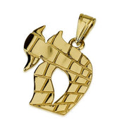 14k Gold Jerusalem Kotel Chai Pendant