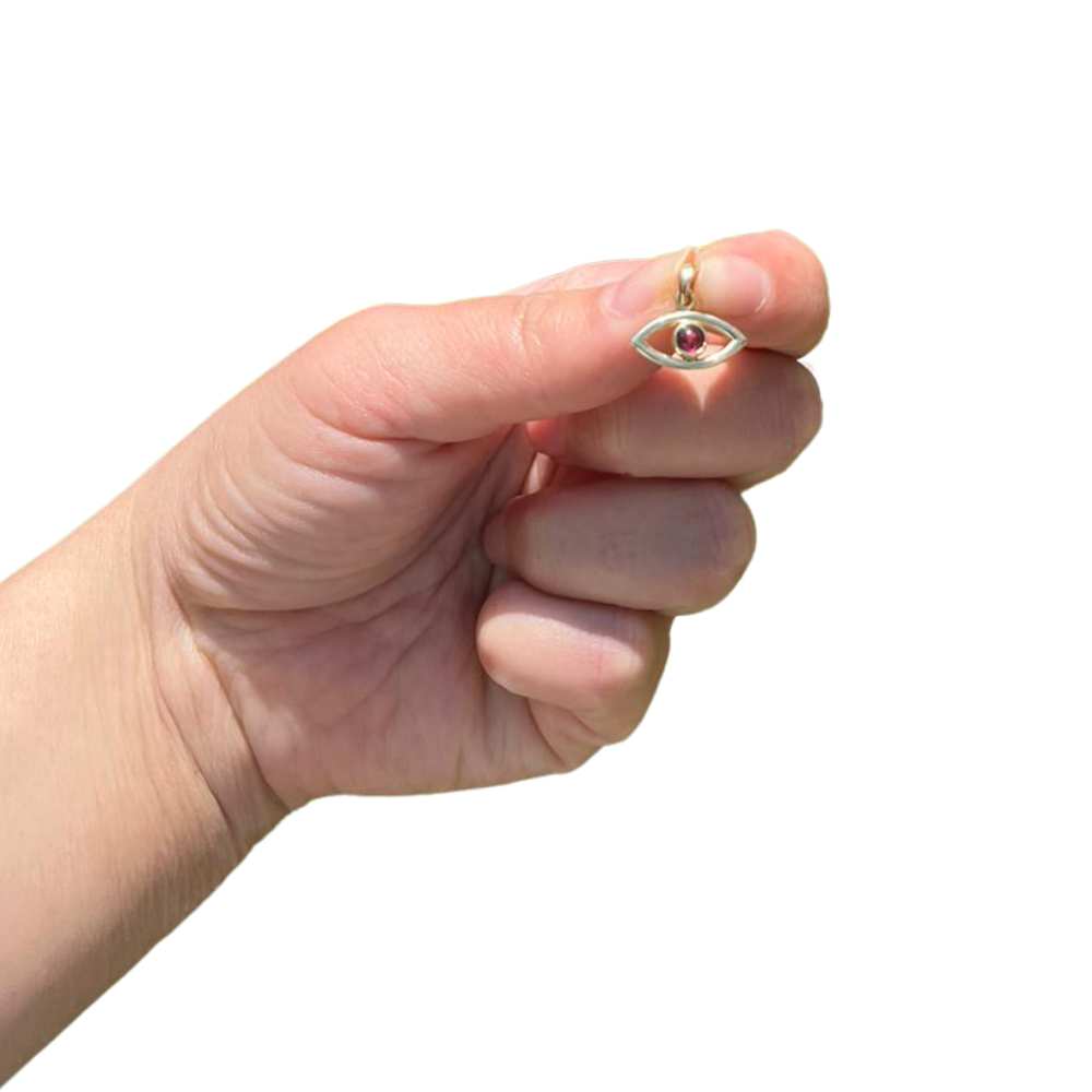 Evil Eye Pendant in 14k Gold with Garnet