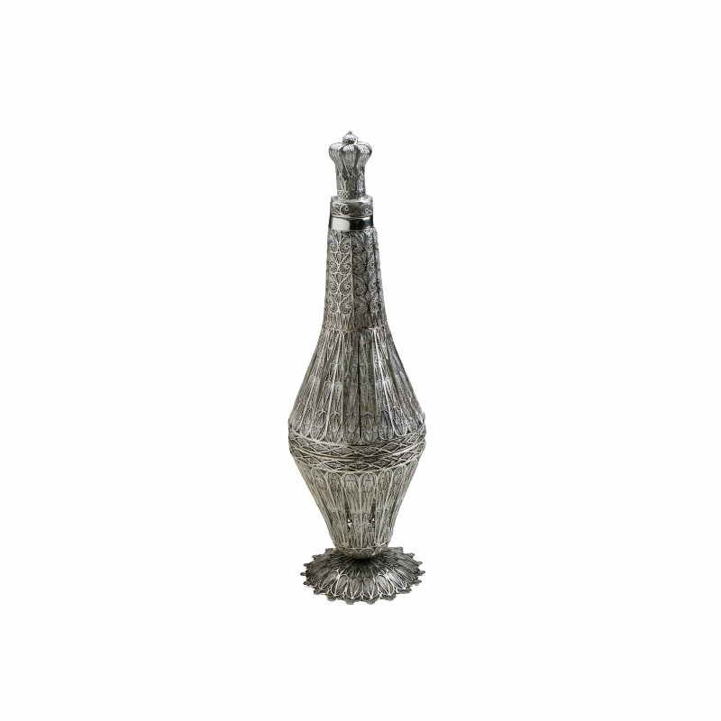 Silver Wine Bottle with Filigree Work