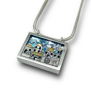 Jerusalem Necklace with Roman Glass in Sterling Silver and Gold