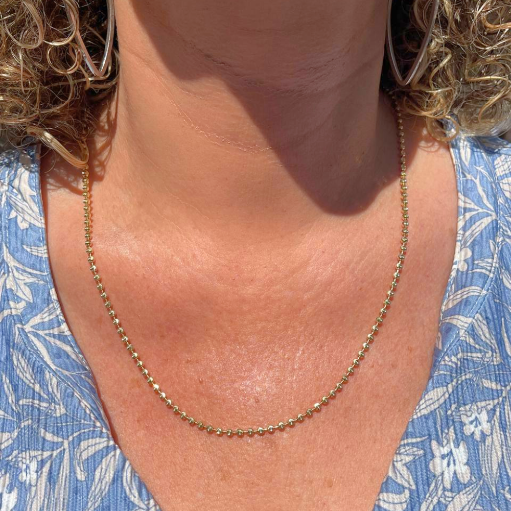 14K Gold Small Diamond Cut Ball Chain - 3 MM